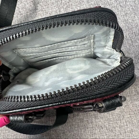 Aimee Kestenberg Just Sayin’ Quilted Crossbody Mini Bag Burgundy Black Leather - Picture 9 of 9